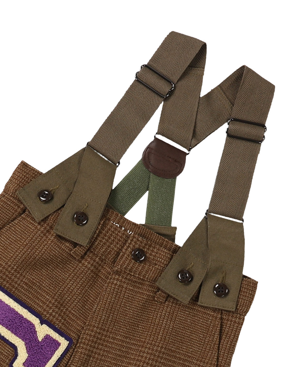 Tweed Glencheck  Suspenders Pants
