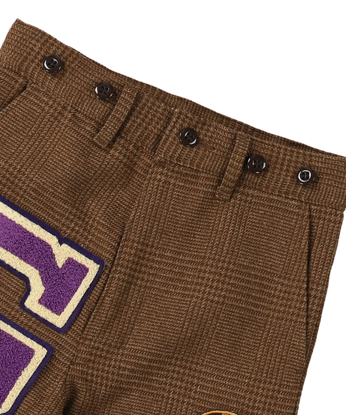 Tweed Glencheck  Suspenders Pants