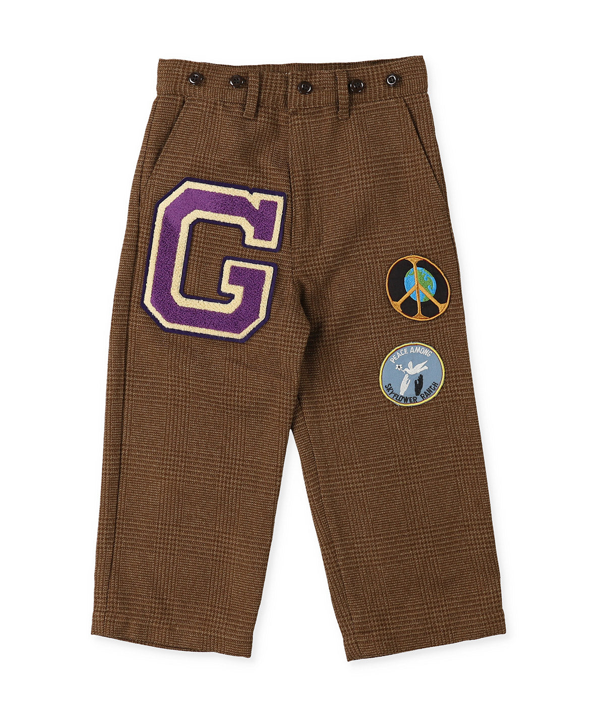 Tweed Glencheck  Suspenders Pants