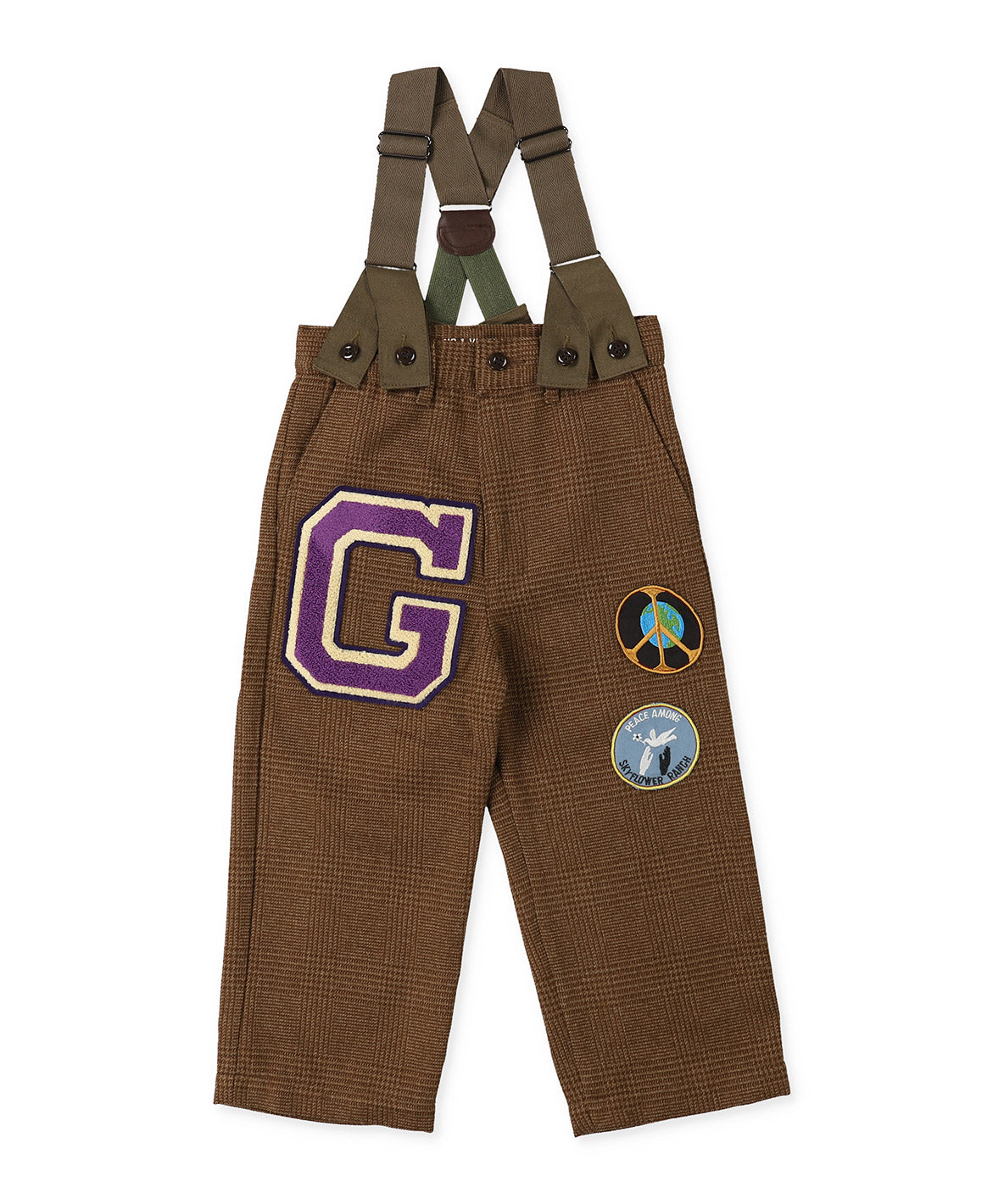 Tweed Glencheck  Suspenders Pants