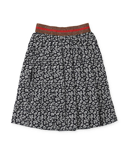 Indigo Leopard Pleats Skirt