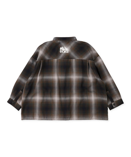 Checked Band-collar Shirt