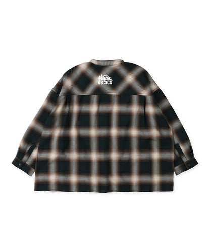 Checked Band-collar Shirt