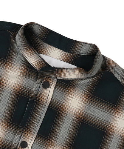 Checked Band-collar Shirt