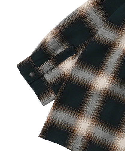 Checked Band-collar Shirt