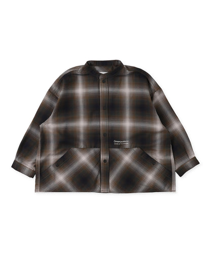 Checked Band-collar Shirt