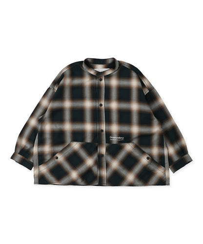 Checked Band-collar Shirt