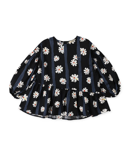 Flower Print Gather Pullover