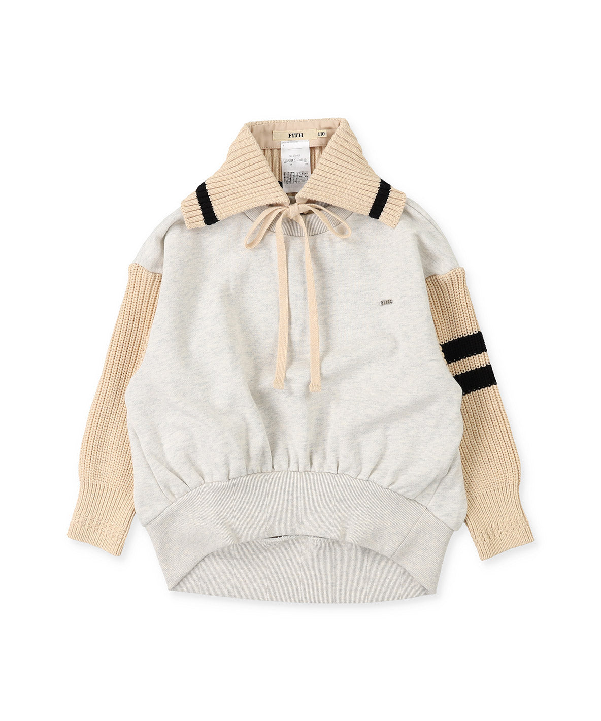 Combination Knit Detachable Collar Sweatshirt