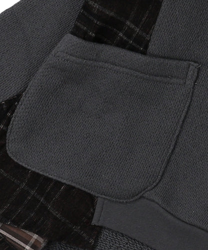 Low Gauge Fleece and Checked Switching Sweatshirt
