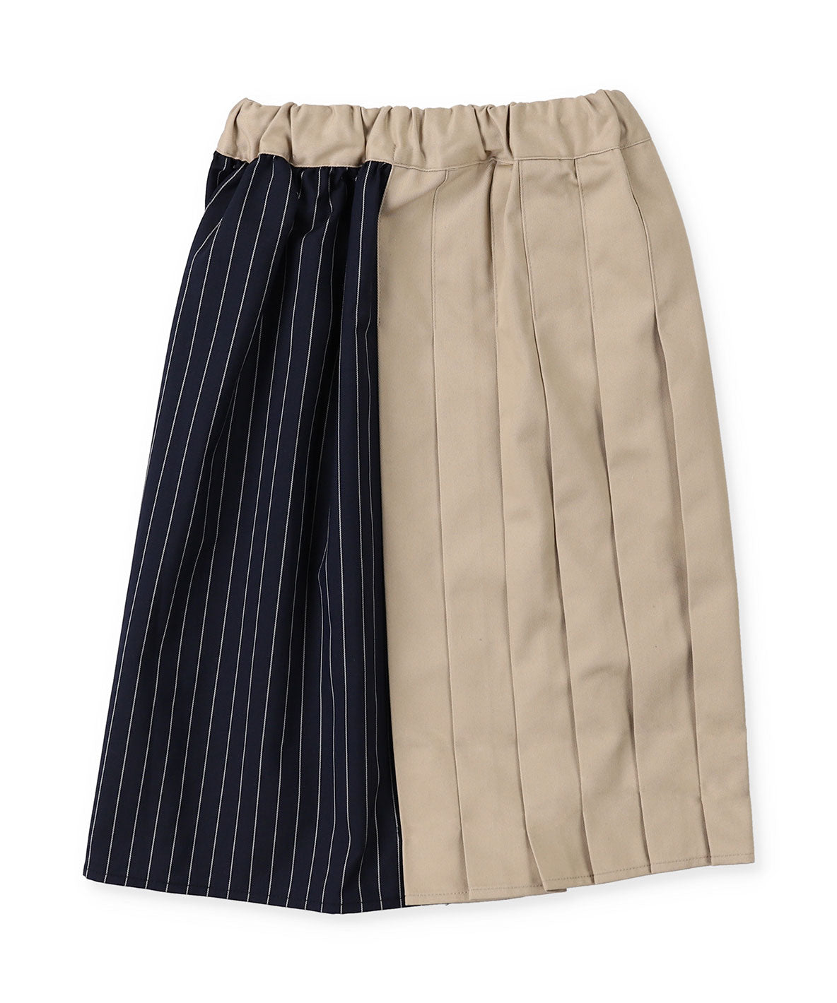 Twill and Pleats Switching Skirt