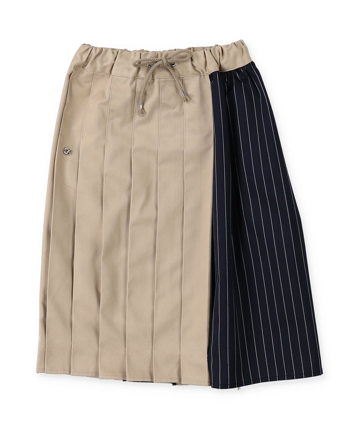 Twill and Pleats Switching Skirt